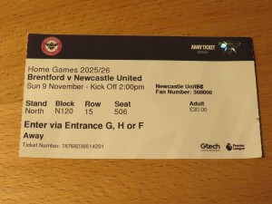 Brentford v Newcastle United ticket - PL 2025/2026 for sale on Ebay