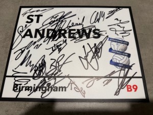 BIRMINGHAM CITY SIGNED 2025 METAL STREET SIGN FOOTBALL PROOF SHIRT 1 for sale on Ebay