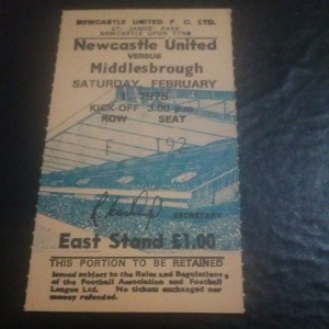 NEWCASTLE UNITED V MIDDLESBROUGH LGE D1 1974 75  TICKET  for sale on Ebay