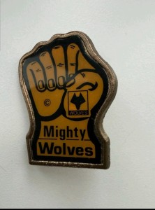Mighty Wolves Fist Vintage Coffer Pin Badge Wolverhampton Wanderers Football for sale on Ebay