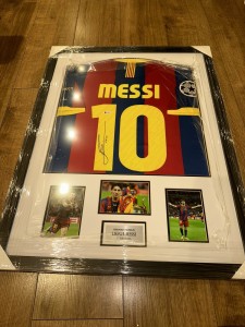 DELUXE FRAMED Lionel Messi Hand Signed Barcelona Shirt Beckett Witnessed COA for sale on Ebay
