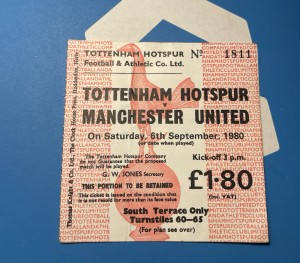 Tottenham Hotspur v Manchester United 1980/1981 Football League Ticket Stub for sale on Ebay