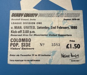 Derby County FC v Manchester United 1979/1980 Football League Ticket Stub for sale on Ebay