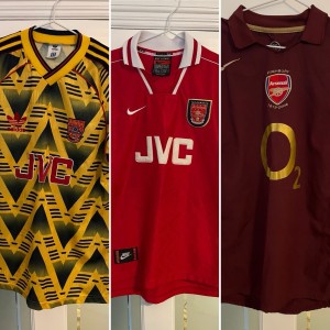 Three Iconic Arsenal Shirts! 91/92, 97/98, 05/06. Excellent condition! Size S/M for sale on Ebay