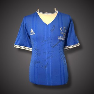 Everton 125 Year Football Shirt Hand Signed By 10+ Players Bid £50 for sale on Ebay