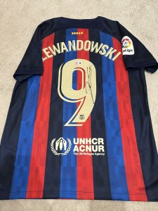 Robert Lewandowski Hand Signed Barcelona Shirt Beckett Witnessed QR COA JERSEY for sale on Ebay