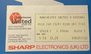 Manchester United v Arsenal 1982/1983 League Cup Semi Final Ticket Stub for sale on Ebay