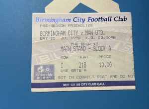Birmingham City v Manchester United 1998/1999 Pre Season Friendly Ticket Stub for sale on Ebay