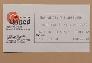 Manchester United v Sunderland Ticket Stub League Cup 1976 for sale on Ebay