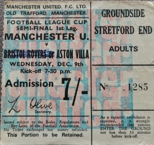 Manchester United V Aston Villa League Cup SF Ticket 1970-71 for sale on Ebay