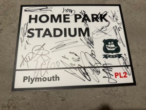 PLYMOUTH ARGYLE SIGNED 2025 METAL STREET SIGN FOOTBALL PROOF SHIRT BALL PHOTO 1 for sale on Ebay