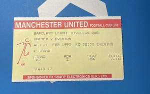 Manchester United v Everton FC 1989/1990 Football League Ticket Stub for sale on Ebay