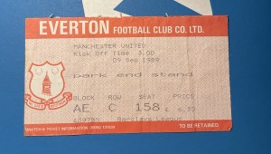 Everton FC v Manchester United 1989/1990 Football League Ticket Stub for sale on Ebay