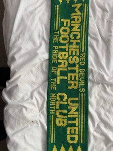 Manchester Utd Scarf Around 1993/1994, In Old Club Colours Green And Gold for sale on Ebay