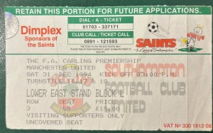 1994 Southampton V Manchester United Match Ticket Stub Football Premier League for sale on Ebay