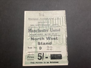 Old Blackpool v Manchester United Ticket stub 1957 Busby Babes for sale on Ebay