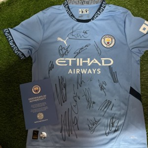 Manchester City 2024/25 Squad Signed home Shirt club COA 05788 16 signatures for sale on Ebay