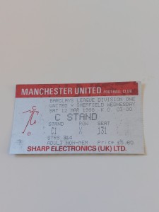 MANCHESTER UNITED v SHEFFIELD WEDNESDAY FOOTBALL TICKET DIVISION ONE MARCH 1988 for sale on Ebay