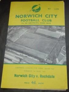 Rare 1962 Norwich v Rochdale league cup final programme free post for sale on Ebay