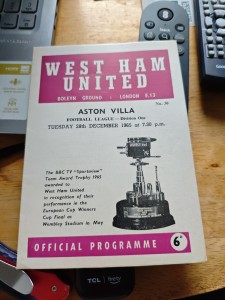 West Ham V Aston Villa Postponed 65/66 for sale on Ebay