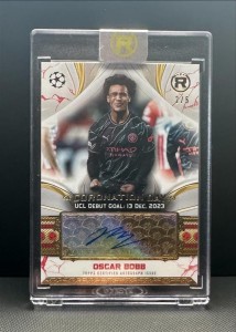2024 Topps Revenge UCL Oscar Bobb Coronation Day Auto /5 Manchester City RC for sale on Ebay