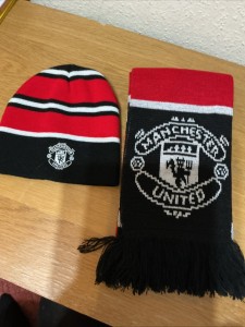 Brand new Official Manchester United football club MUFC Man Utd Hat & Scarf Set for sale on Ebay