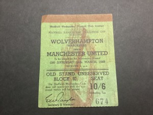 Old Wolves v Manchester United Ticket stub 1949 FACup match semi final for sale on Ebay