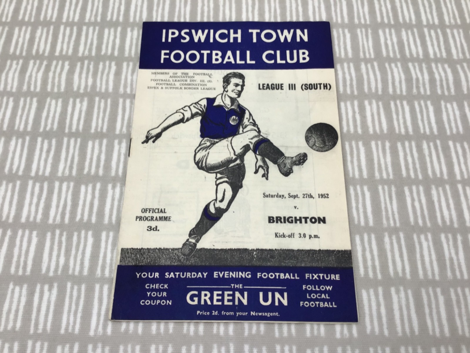 Ipswich Town v Brighton 1952/53 Division 3 South - 27th September 1952 for sale on Ebay