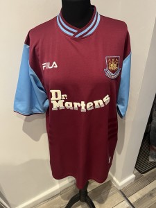 Fila  WEST HAM  Football Short Sleeve Dr Martens Mens Shirt Size L Chest 46 for sale on Ebay