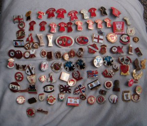 Liverpool FC job lot vintage and modern football pin badges for sale on Ebay