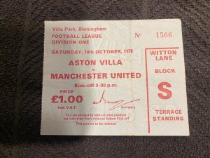 Aston Villa v Manchester United 1978 / 79 Division One League Ticket for sale on Ebay