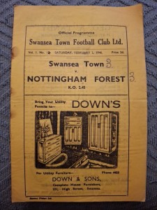 Swansea Town v Nottingham Forest programme.  2/2/1946 for sale on Ebay