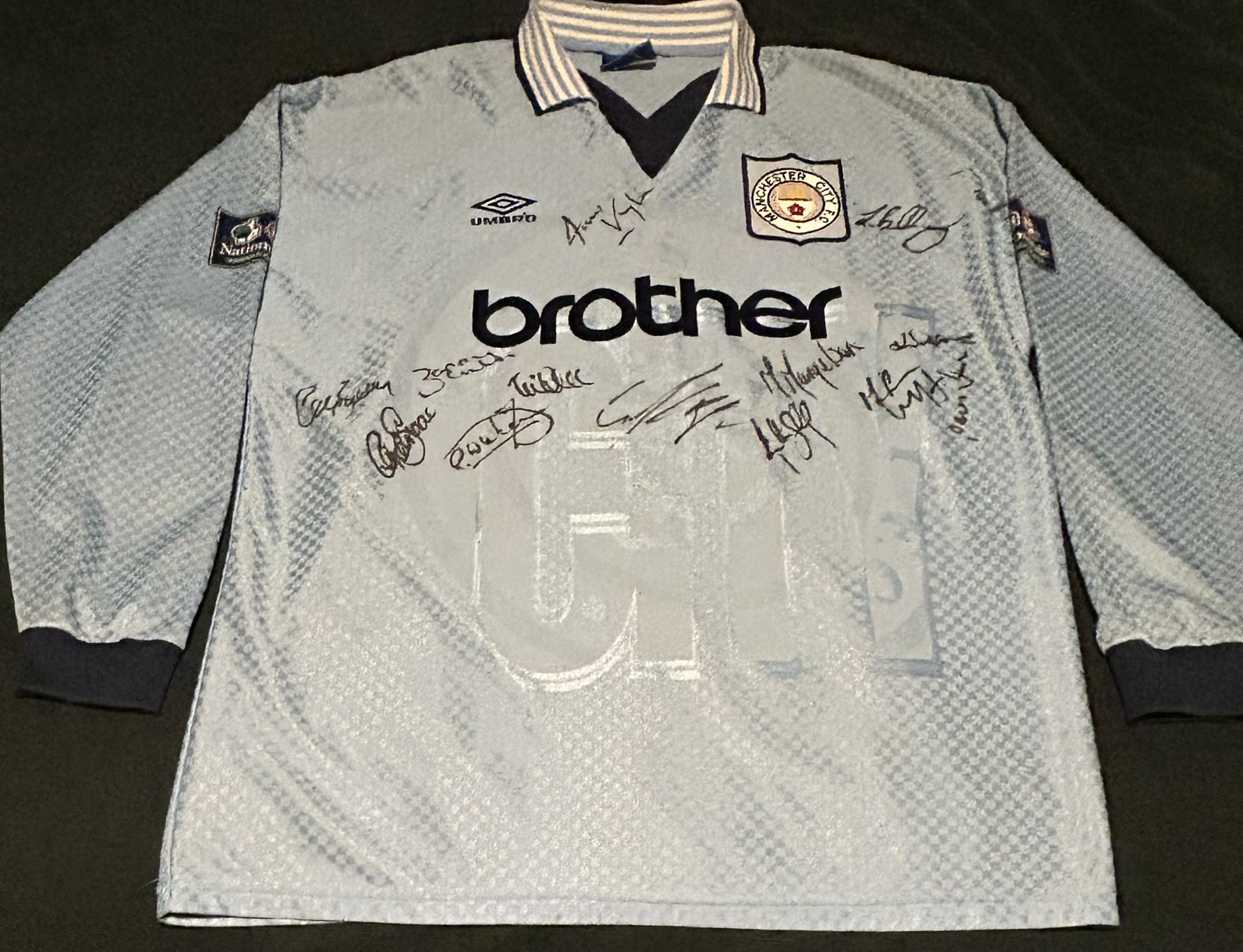 Manchester City 1996/97 Match Worn Home Shirt Umbro Number 15 Long Sleeve  for sale on Ebay