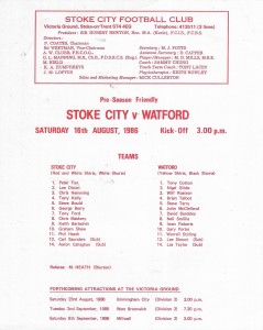 Stoke City v Watford. Friendly Match. 1986-1987 for sale on Ebay