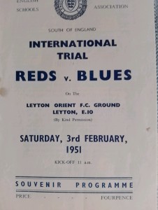1950/1 England Schools International Trial, South Of England Reds V Blues. for sale on Ebay