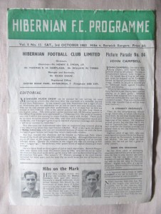 SCOTTISH FOOTBALL PROGRAMME HIBERNIAN V BERWICK RANGERS 1953 for sale on Ebay