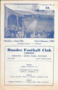 Dundee v East Fife February 1953 for sale on Ebay