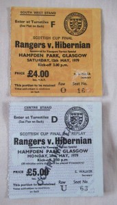 SCOTTISH FOOTBALL TICKET GLASGOW RANGERS V HIBERNIAN CUP FINAL 1979 + 2ND REPLAY for sale on Ebay