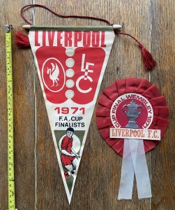 1971 Vintage LIVERPOOL ‘FA Cup Finalists’ PENNANT & ROSETTE. VG/Excellent. for sale on Ebay