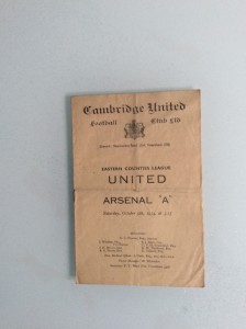 CAMBRIDGE UNITED V ARSENAL A TEAM 09.10.1954 EASTERN COUNTIES LEAGUE for sale on Ebay