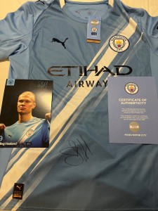 Erling Haaland Signed Manchester City Home Shirt 2025/26 with COA for sale on Ebay