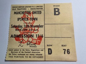  Manchester United v Ipswich Town 1968/69 TICKET STUB for sale on Ebay