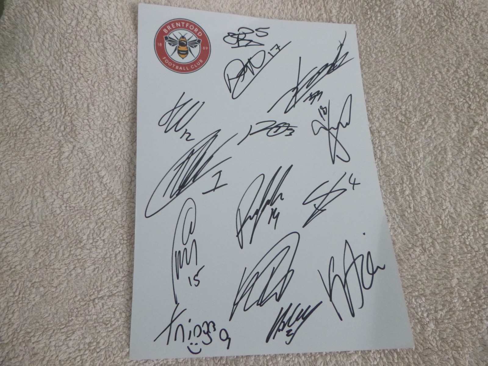 Multi Signed A4 cardsheet Brentford FC 2025/26 Kelleher Carvalho Damsgaard Henry for sale on Ebay