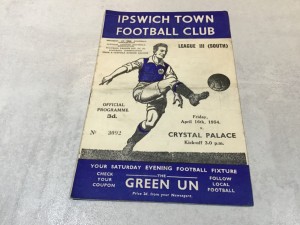 Ipswich Town v Crystal Palace 1953/54 Division 3 South - 16th April 1954 for sale on Ebay
