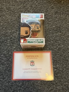 Mo Salah Signed Pop Funko Club Issued- Liverpool Officially Signed + Club COA for sale on Ebay