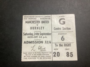 TICKET STUB- MANCHESTER UNITED v Burnley 24 th September 1966 for sale on Ebay