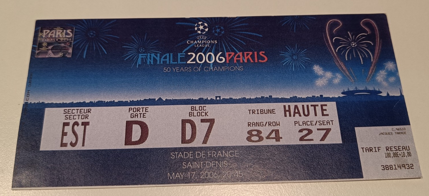 TICKET COLLECTOR: CHAMPIONS LEAGUE FINAL 2006 FC BARCELONA - ARSENAL FC @ PARIS for sale on Ebay