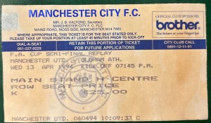 1994 Oldham V Manchester United Football Match Ticket Stub FA Cup Semi Final for sale on Ebay