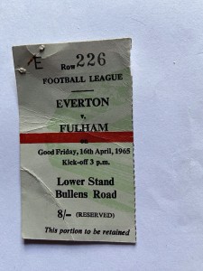 Everton V Fulham 16/04/1965 Match Ticket Stub for sale on Ebay