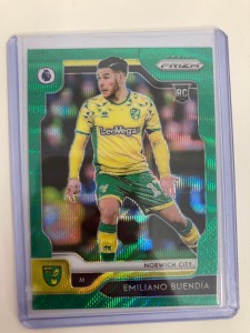 PANINI PREMIER LEAGUE PRIZM 19/20 EMILIANO BUENDIA RC NORWICH CITY GREEN WAVE . for sale on Ebay
